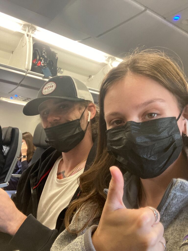 Flying to Colorado, our first flight together