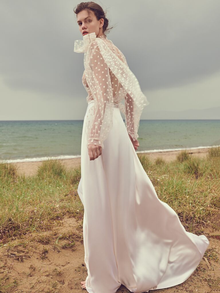 polka dot boho wedding dress