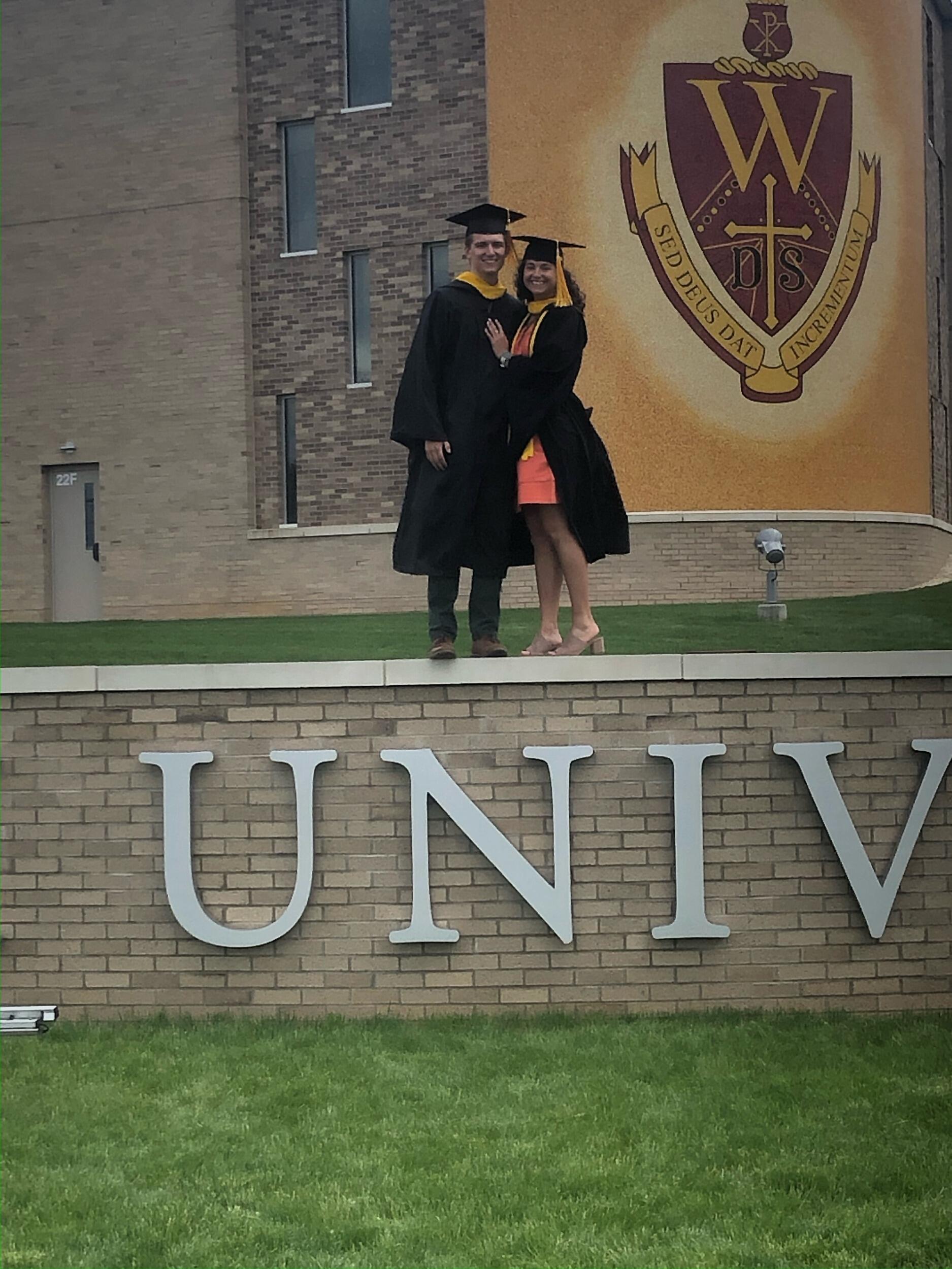 Ethan and Elizabeth graduated undergrad from Walsh University. Elizabeth got to lap Ethan graduating the day before him thanks to covid!