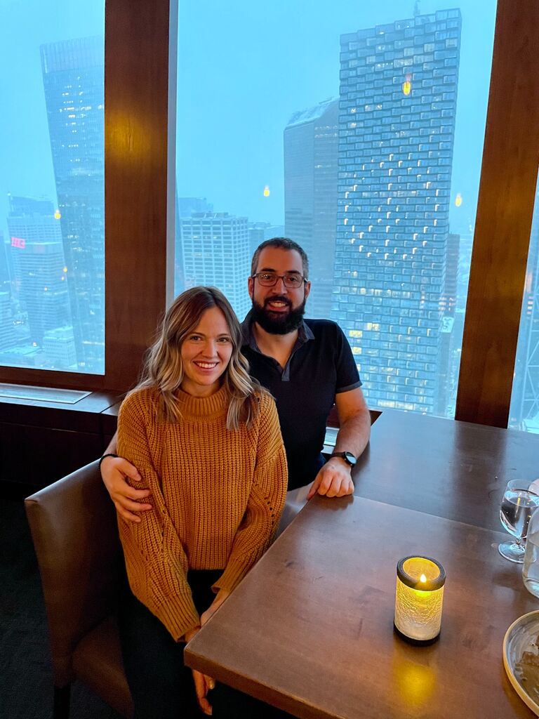 Dinner at the Calgary Tower while visiting Alberta for Jess's first trip to meet Chris's parents.