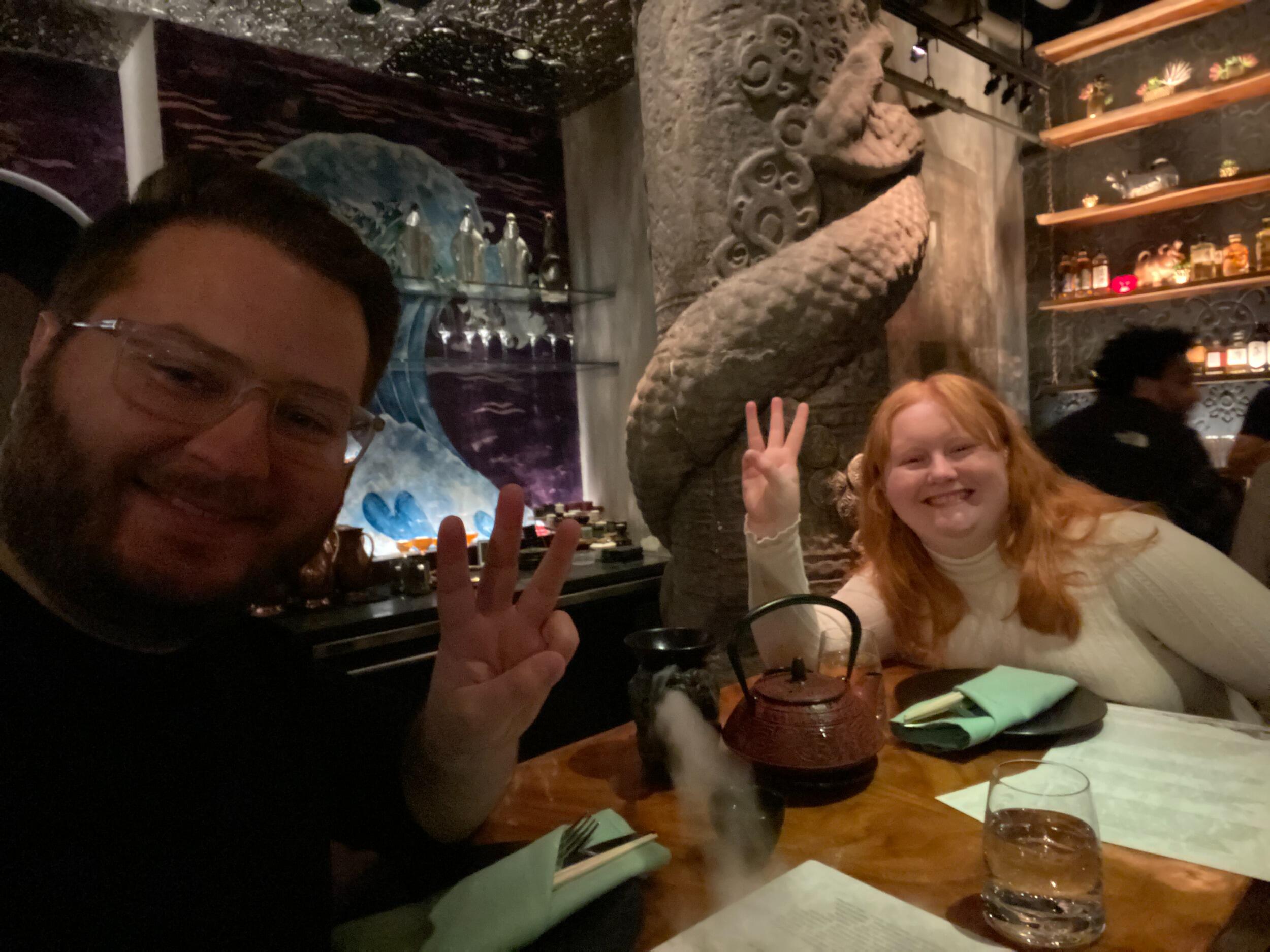 Celebrating their three-year anniversary at RUKA, where they had their second-ever date.
