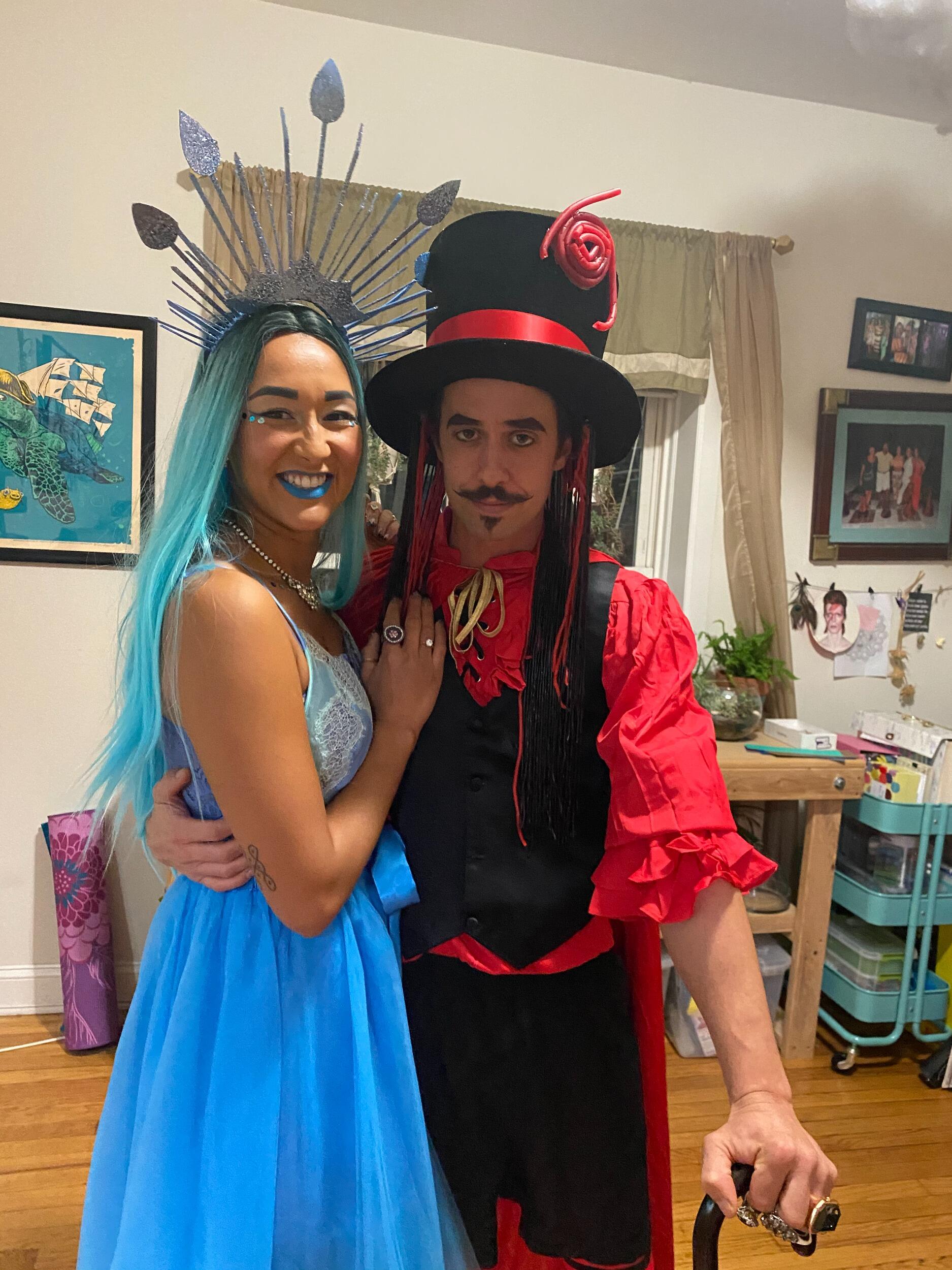The pair celebrated a very COVID Halloween with a party of three, and possibly their best couples costume to date, as Queen Frostine and Lord Licorice from Candyland. 