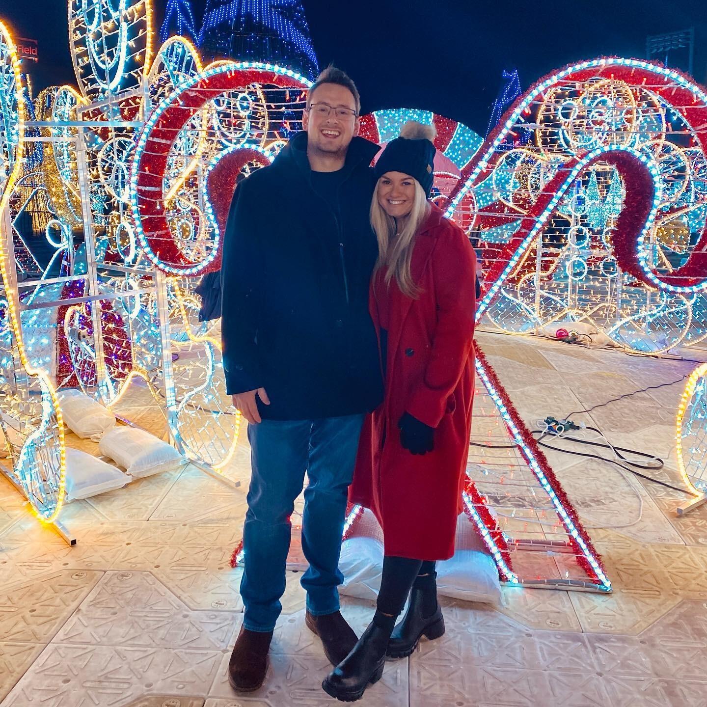 Our first picture together! One of our favorite holiday traditions is going to see Christmas lights and having a nice dinner afterwards. 