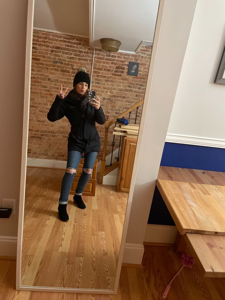 First date fit check Basia sent to friends after they helped her pick out an outfit.. only its January in the Mid-Atlantic and freezing. Great first date though...