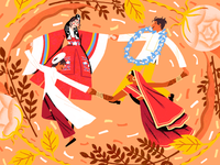 Illustration of Asian wedding traditions