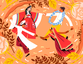 Illustration of Asian wedding traditions