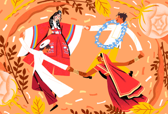Illustration of Asian wedding traditions