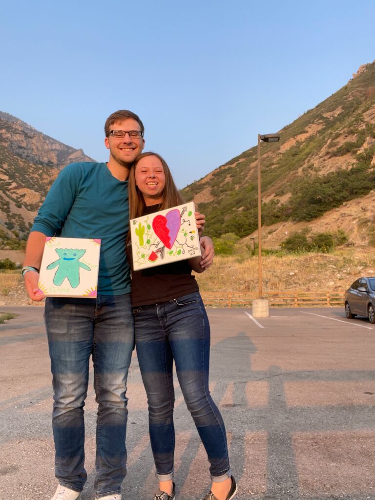 Third date, but first date captured on film, where we painted pictures based on skittle colors we randomly pulled out of the bags