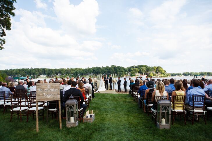 Outdoor Waterfront Ceremony In Backyard