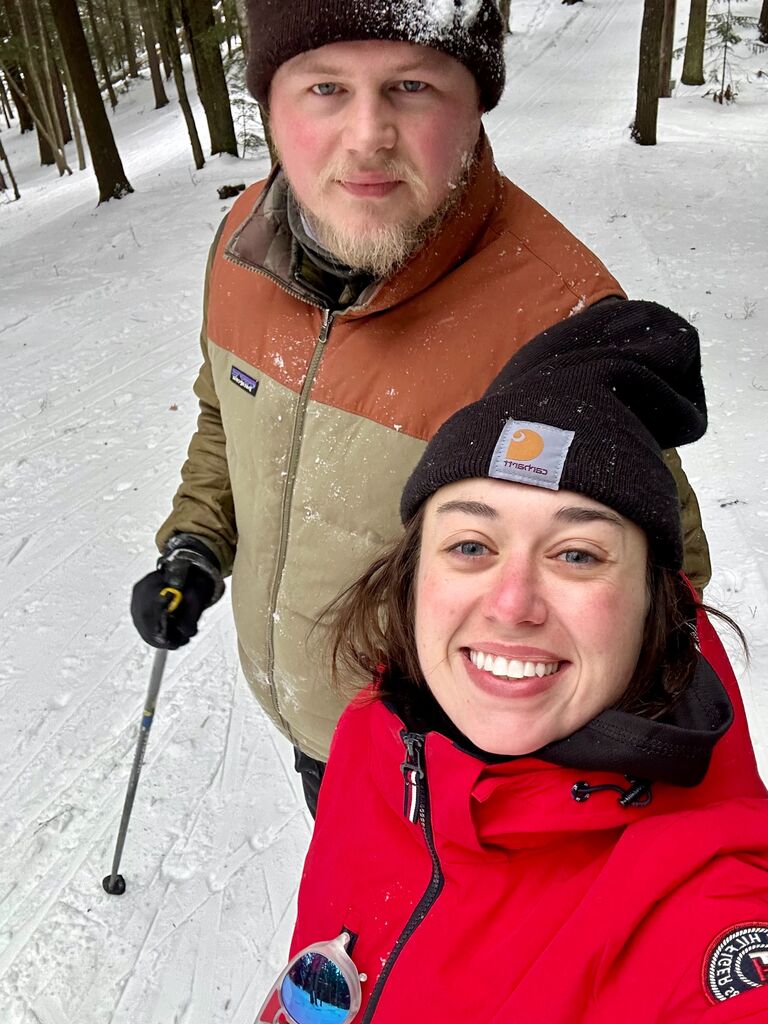 Megan teaching Jack to cross-country ski!
