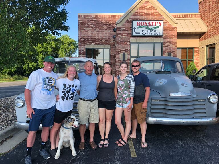 Pizza, Boe, and the old trucks!