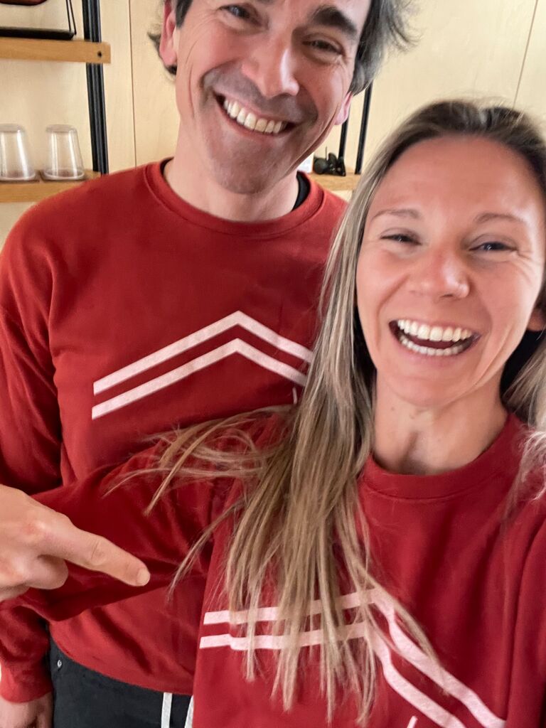 She finally got me to wear matching sweaters