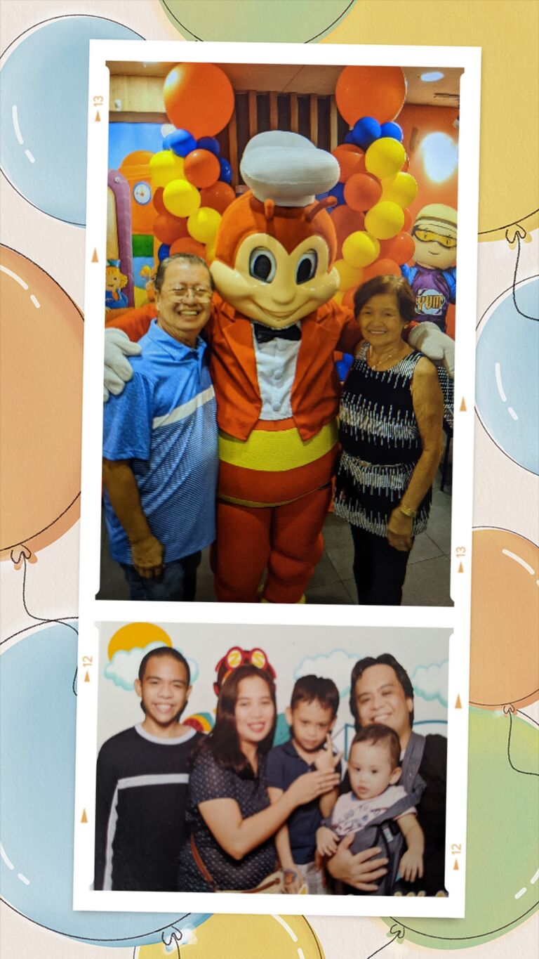 Christine and her family during a birthday party.