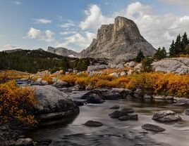 Lovely view of river and cliff at Bridger-Teton National Forest