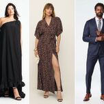 Three formal wedding guest outfits