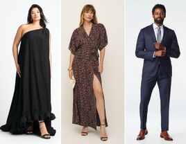 Three formal wedding guest outfits