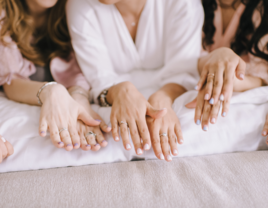 Bride and bridesmaids with short wedding nails