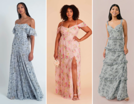 Three floral bridesmaid dresses