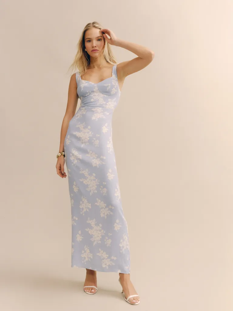 light blue floral maxi dress