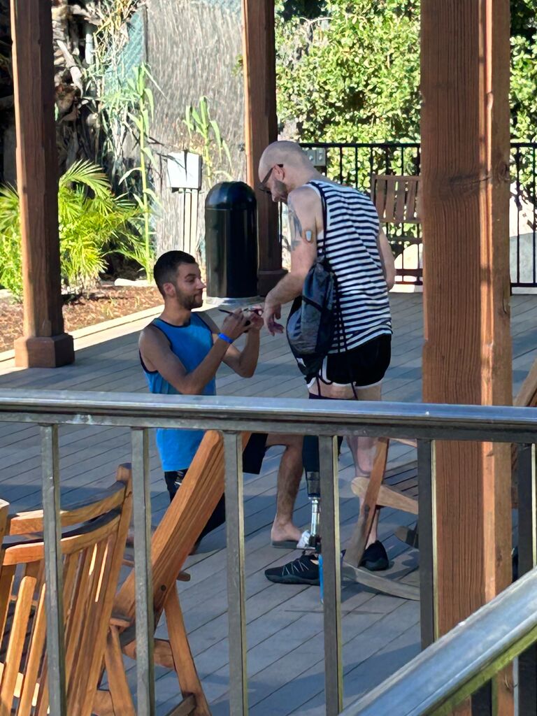 The Proposal at Glen Ivy Hot Springs in Corona, California. We thought that we were alone, but we had a group of onlookers who documented the whole thing for us. The cheers after Brian said yes surprised them both! 