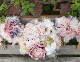 Pastel bridal bouquets made from silk flowers