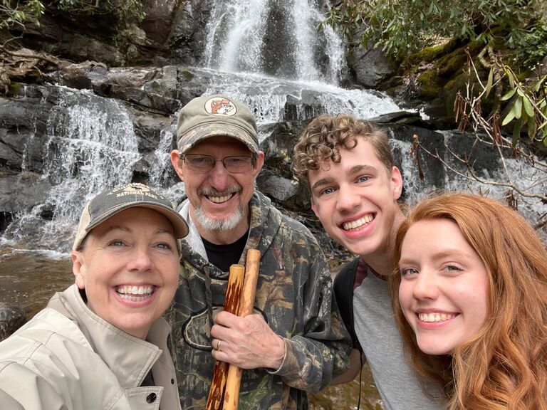 1st year of dating anniversary hike with John-Mark's mom, Cindy, and dad, Guynn.