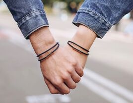 Leather customized matching bracelets for couples