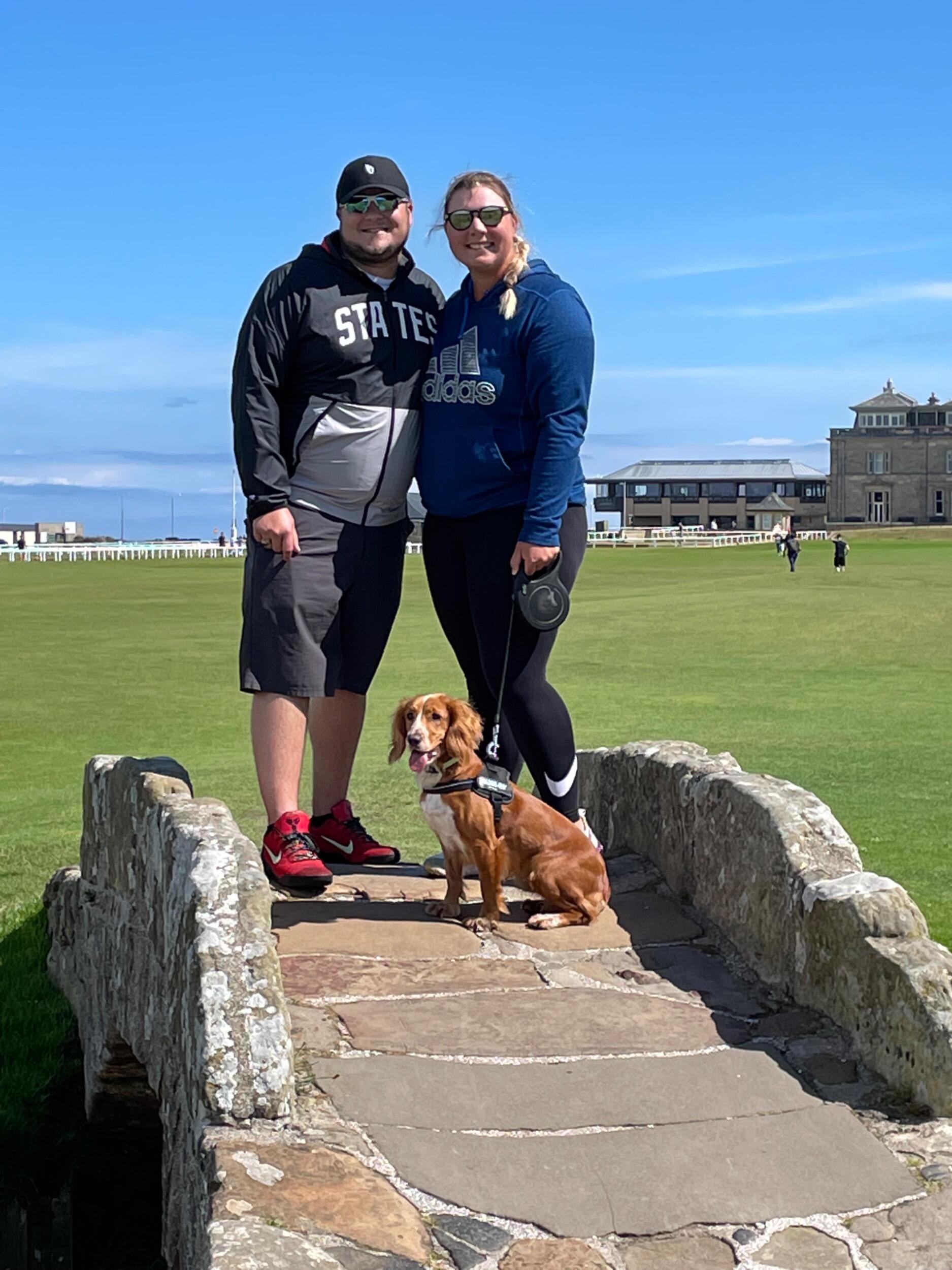 After a year of mainly FaceTiming due to covid and limited travel, we made it through! Stephen was able to come to Scotland for the Scottish and British Opens and stay in the official quarantine hotel with me…we even snuck in a sneaky trip to the home of golf