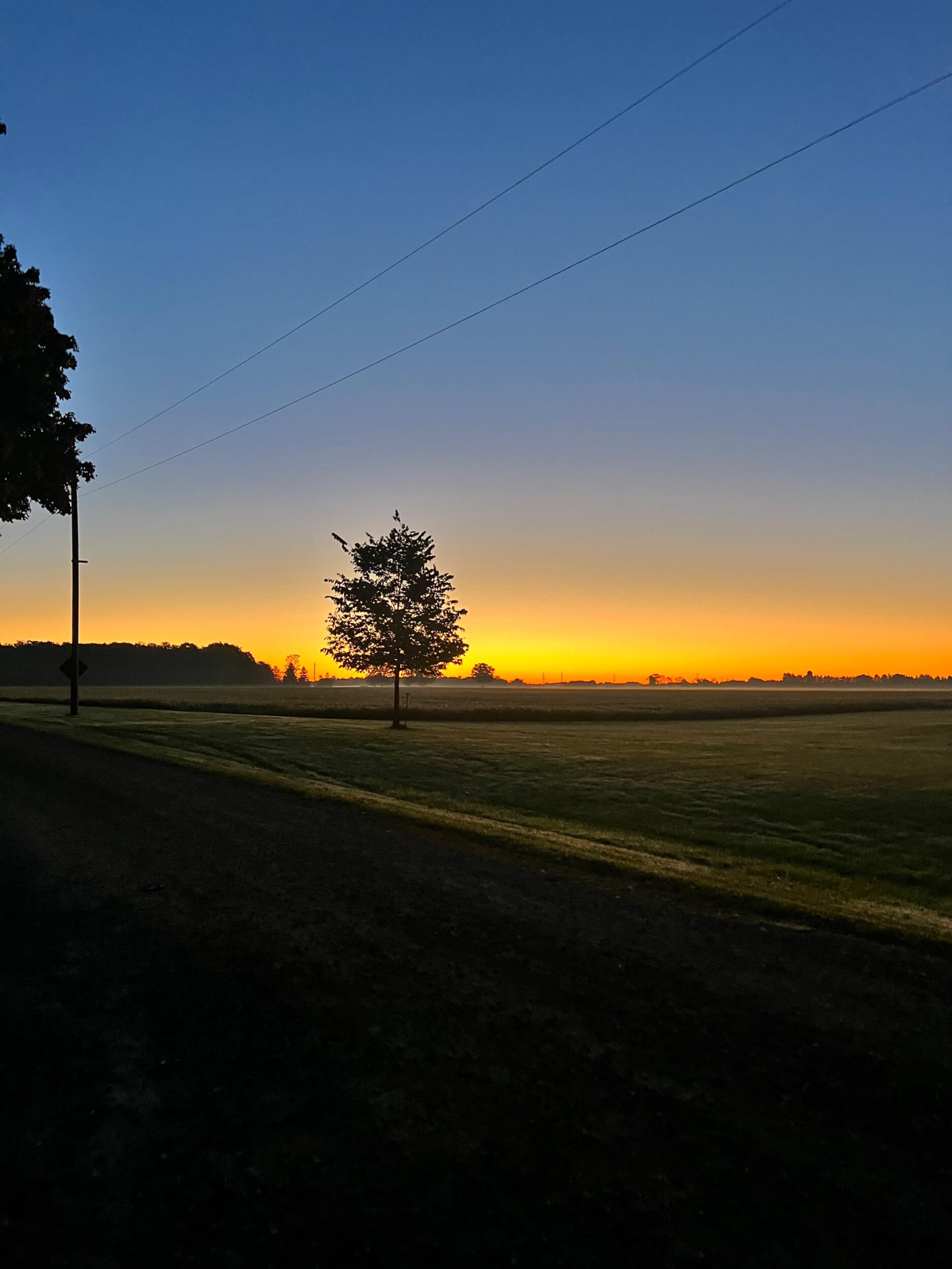 A fall camp sunrise picture, taken the day of Brooke and James' "magical chat"