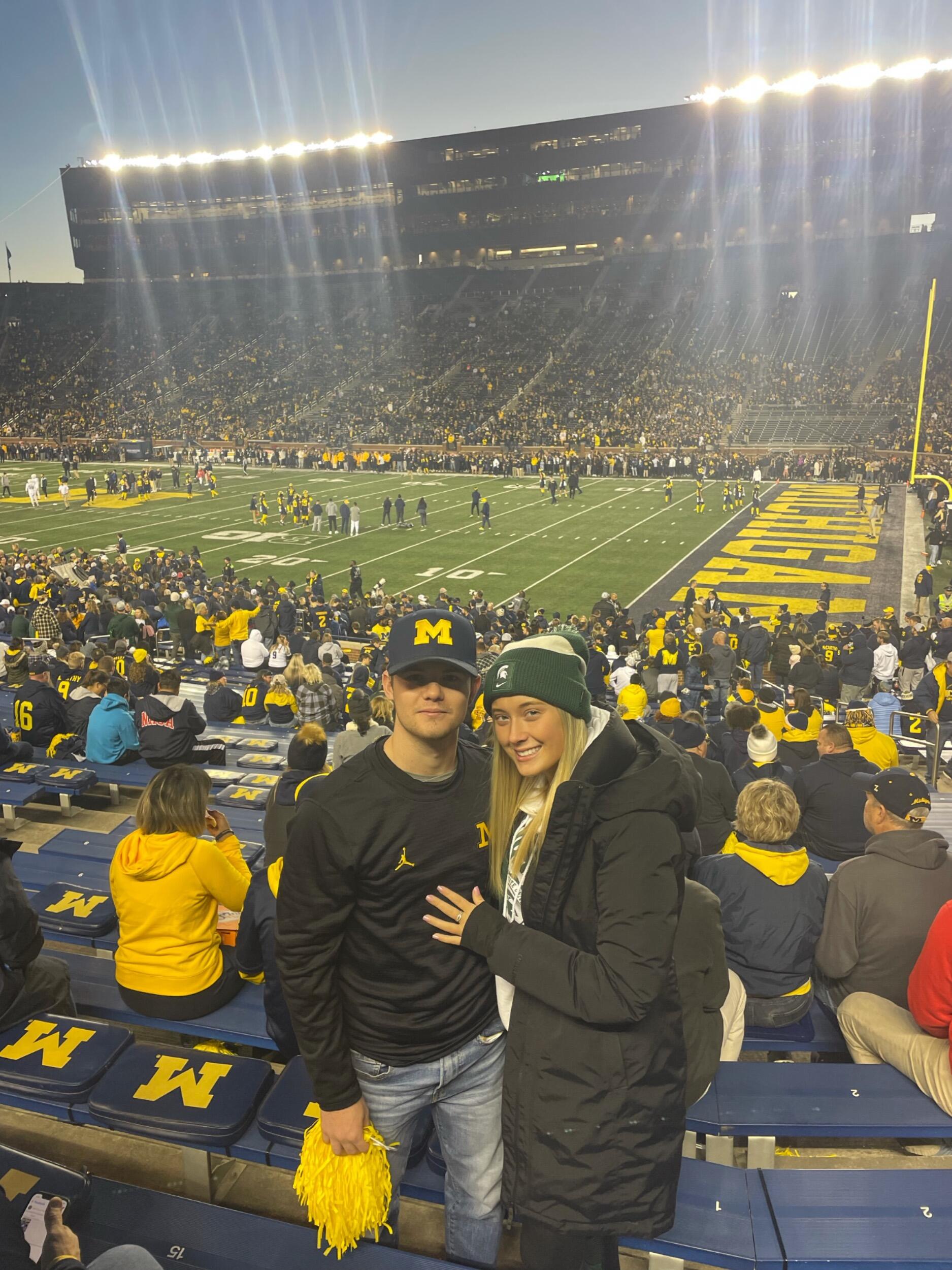 Watched Michigan State lose to Michigan at our first college football game together.