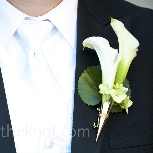 white lily boutonniere