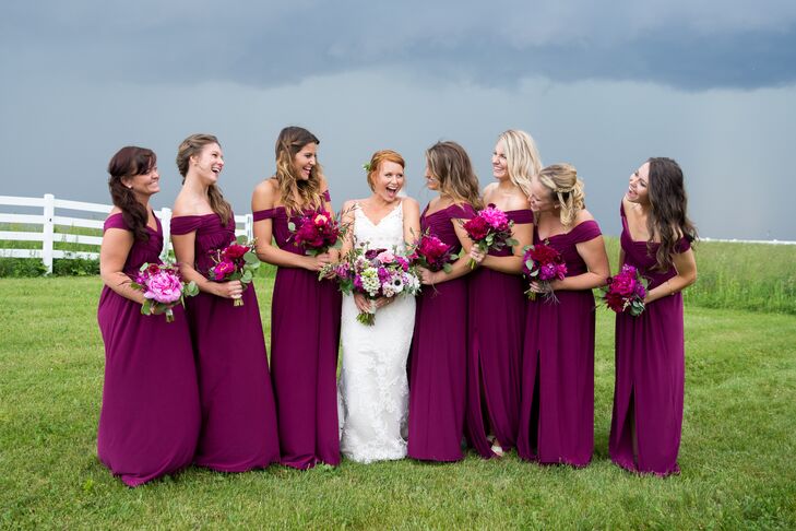 berry colored bridesmaid dresses