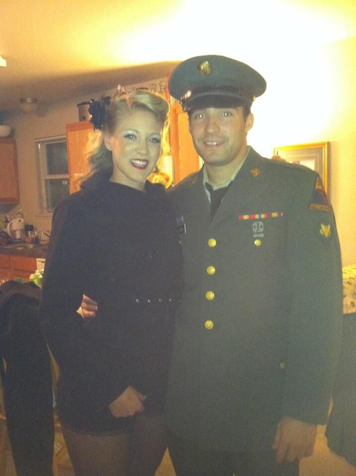 Halloween in Laramie. Ryan wore his dad's old Army uniform, and Adar was a pin up girl.