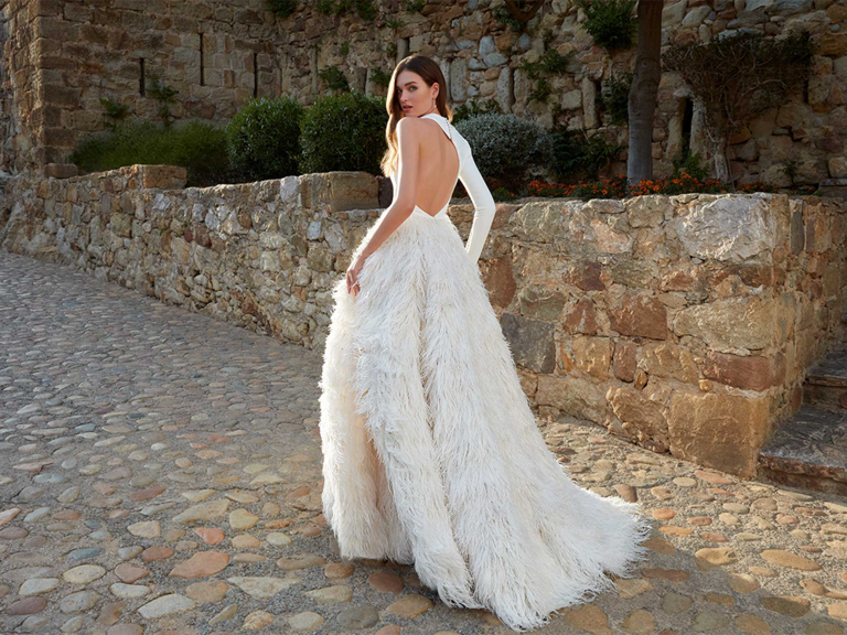Luxurious Short Beaded and Feather Wedding Dress. Elegant Long Sleeve Wedding  Dress. Reception Dress, Beautiful Party Dress. 