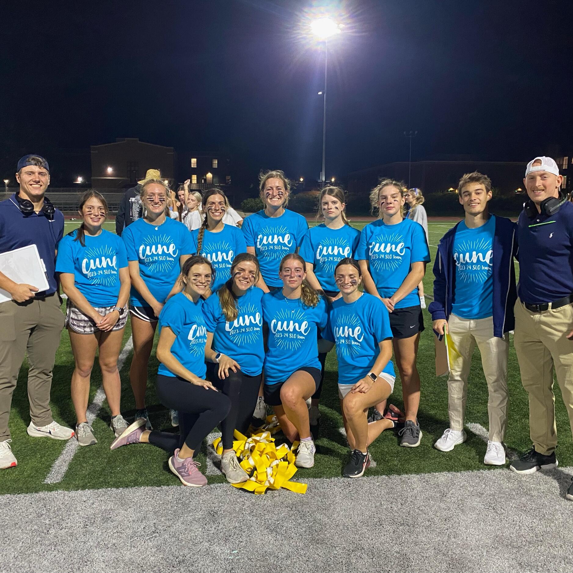 Zach and Ellie were RA's together last year. He and two other football RA friends helped coach her Powder Puff football team. 