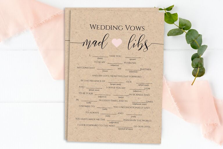 Wedding Vow Mad Libs Editable Templates