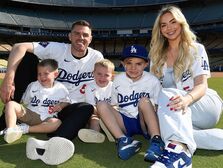 Freddie Freeman with his wife and sons at Dodger Stadium