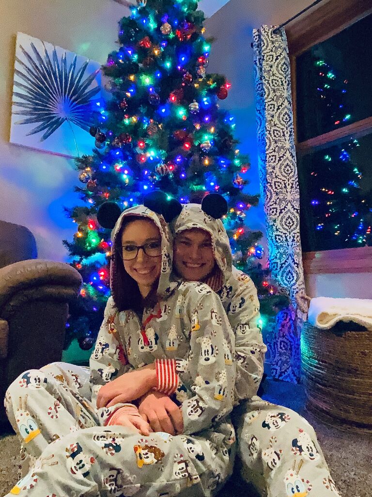 First date was when the non-sports guy agreed to go to a Cleveland Monsters hockey game...but took until Christmas time to get a picture together!