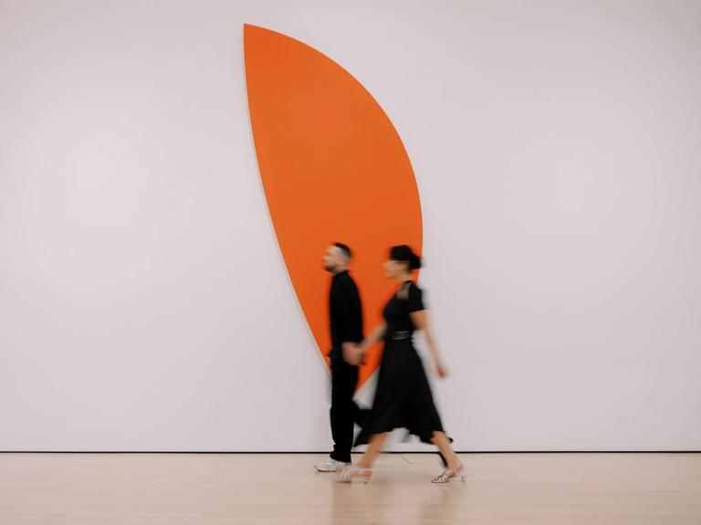 Couple in modern art museum