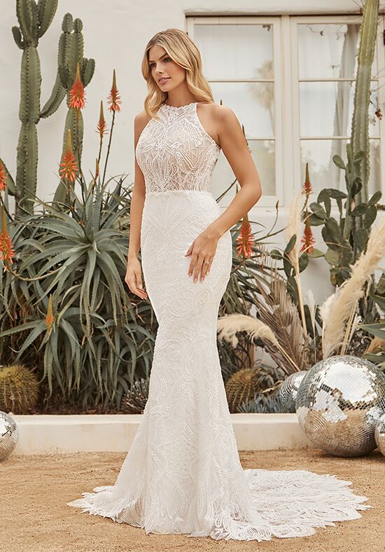 Halter top clearance lace wedding dress