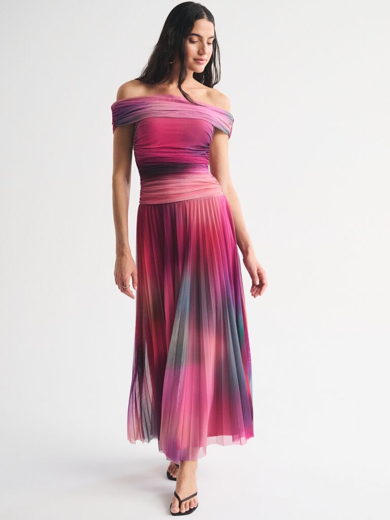 Abercrombie & Fitch off-shoulder maxi summer wedding guest dress