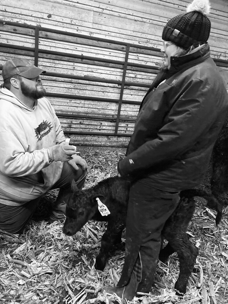 We got engaged!!!! One of our show heifers had their first calf the morning of January 2nd 2024 and that evening Andy made sure Amanda was there to help tag that calf. Amanda was still on winter break and wanted to stay home, but Andy insisted that she be at the farm between 6 and 6:15 that night. Amanda had no clue! Andy worked on the ranger, wrote the tag, made sure that the board got cleaned off for a fresh start. All while Amanda was getting more frustrated because she just wanted to go home. Little did she know, Andy was waiting for his sister to get there with the ring to propose to her with. It was the happiest day.