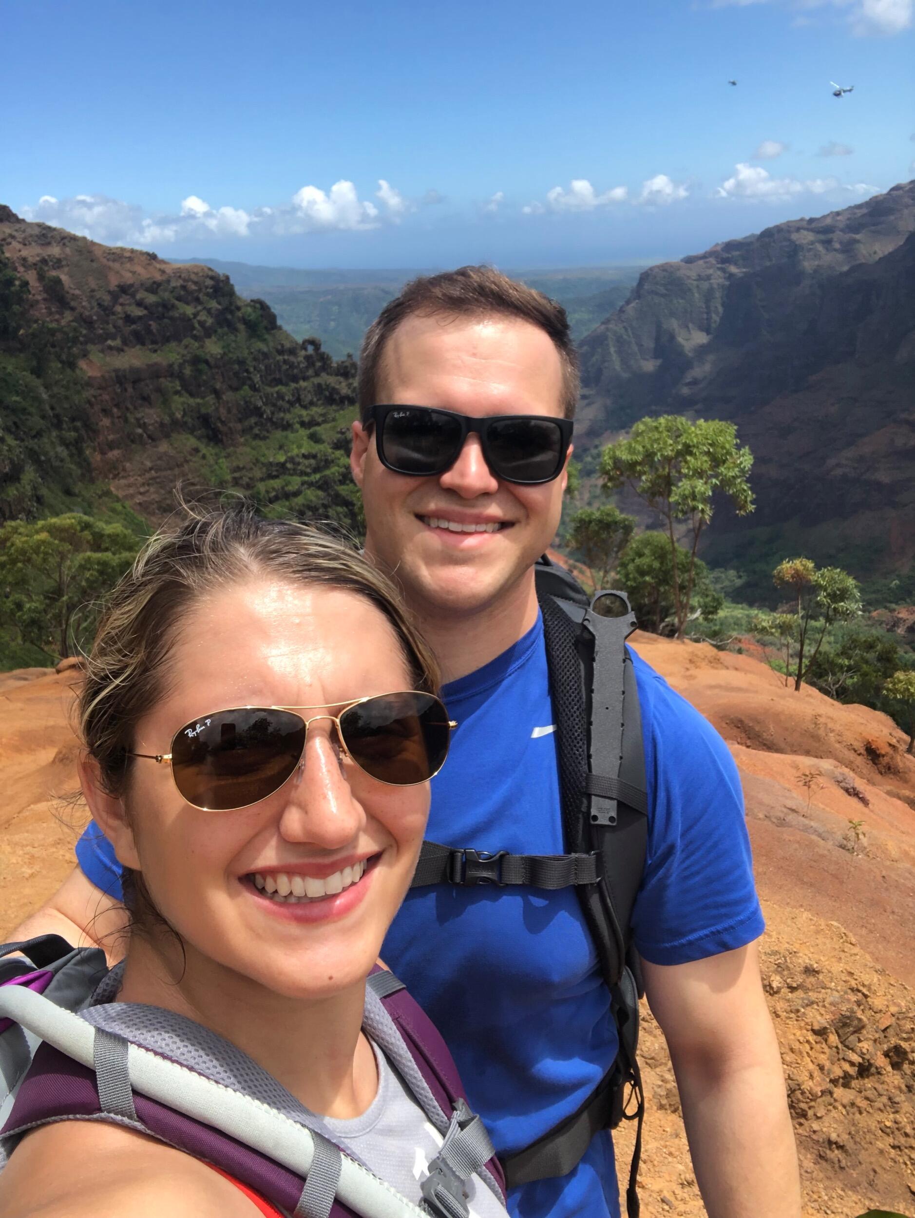 Hiking in the famous Waimea Canyon on Kauai.