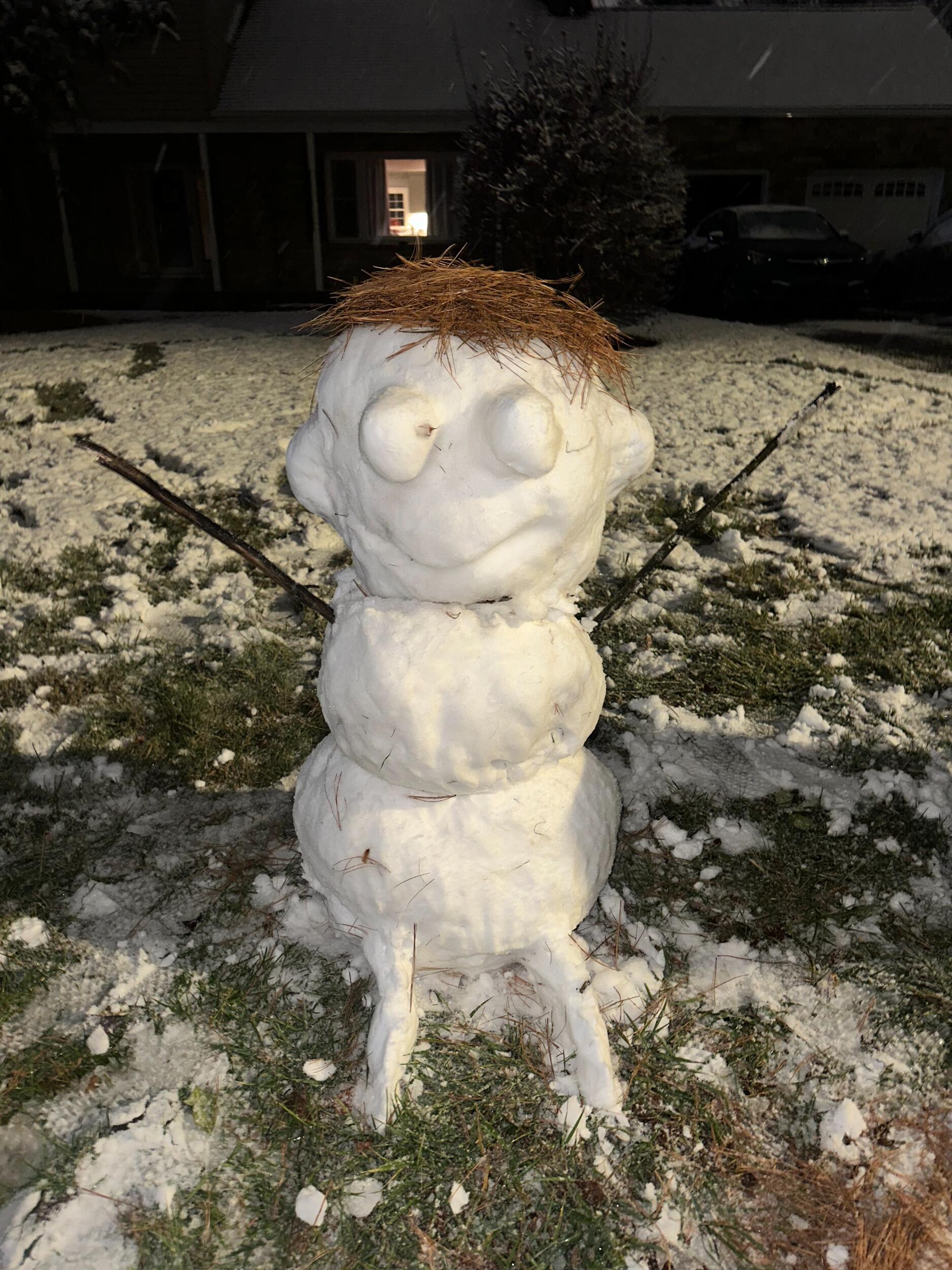 If you know Ryan... 2024 was a big year. He saw his first snowfall and built his first snowman... A beaut!