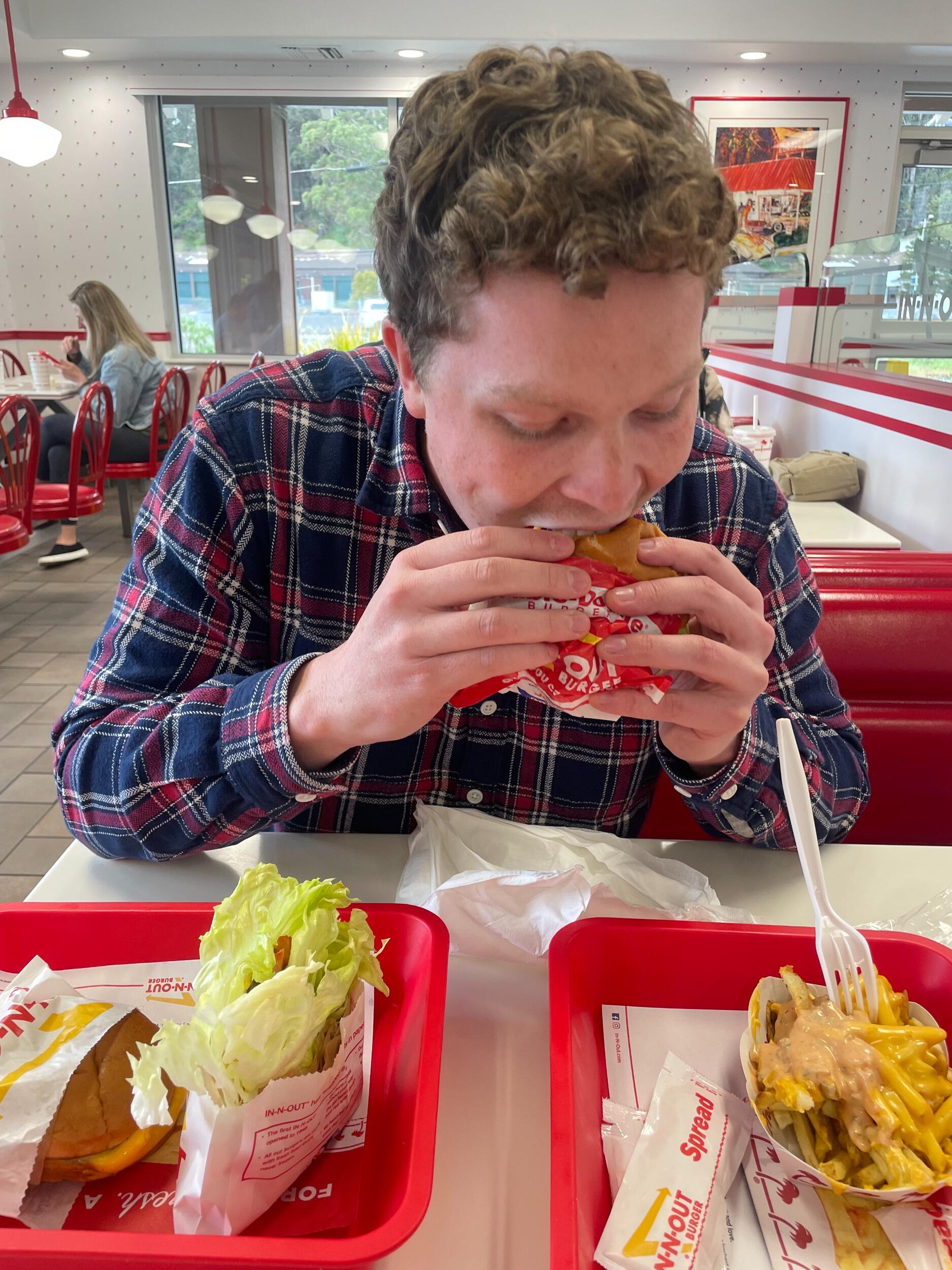 The FIRST bite of in-n-out!!