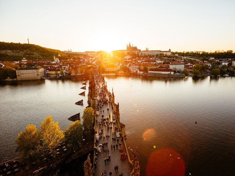Sunset in Prague, Europe.