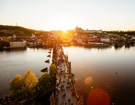 Sunset in Prague, Europe.