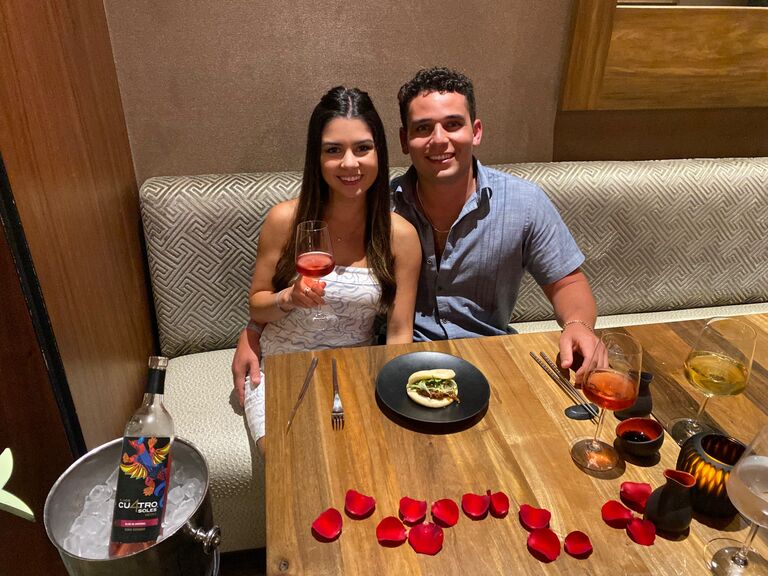 Eager to start traveling together, we went to Cancun to enjoy the beaches, swimming with dolphins, and a special dinner to celebrate our new relationship! #hardlaunch