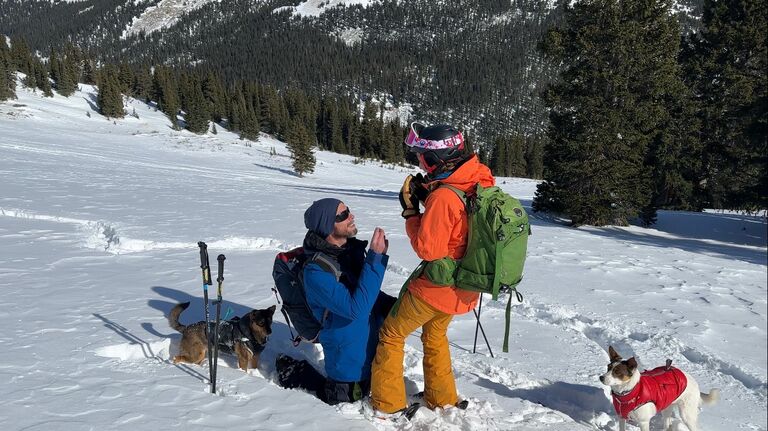Seth proposed while backcountry skiing at Geneva Basin- Tessa was very surprised and very excited!