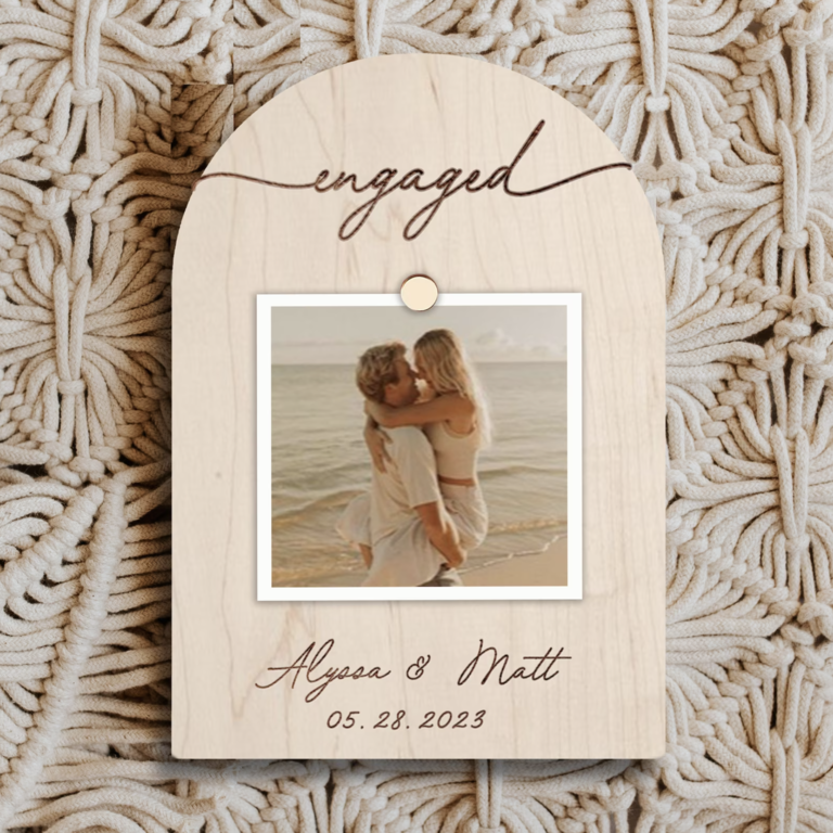 Personalized 'engaged' photo frame gift idea from best friend